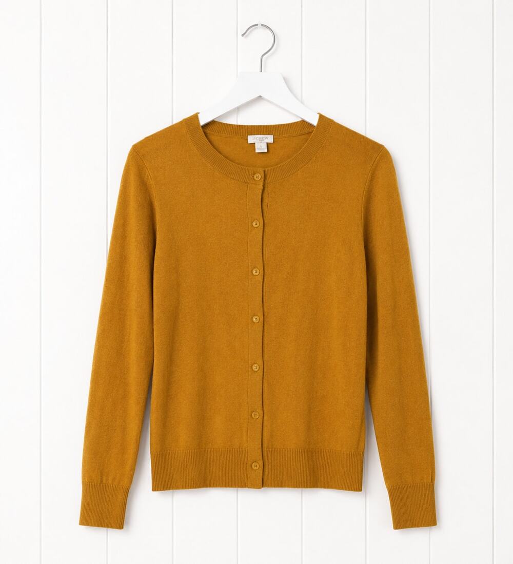 J.Crew Factory Caryn Cardigan Womens S Mustard Yellow 100% Cotton Sweater
